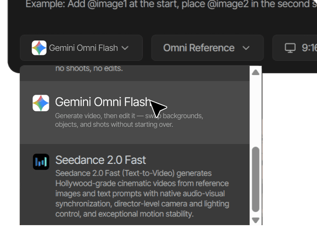 Open Tagshop AI and select Gemini Omni Flash Open Tagshop AI and select Gemini Omni Flash