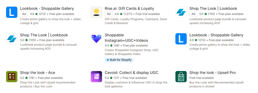 Shop the look Apps for Shopify