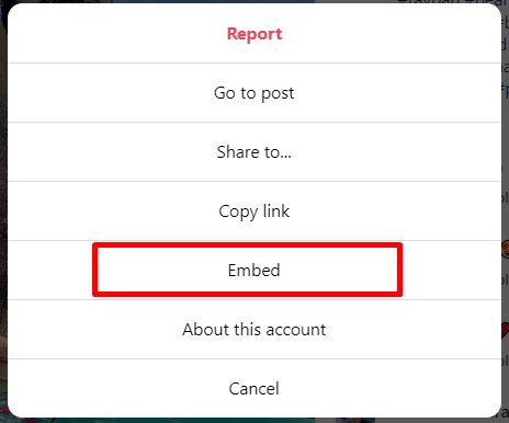 embed instagram post using code