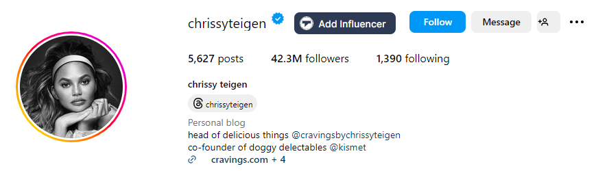 famous food content creator - Chrissy Teigen