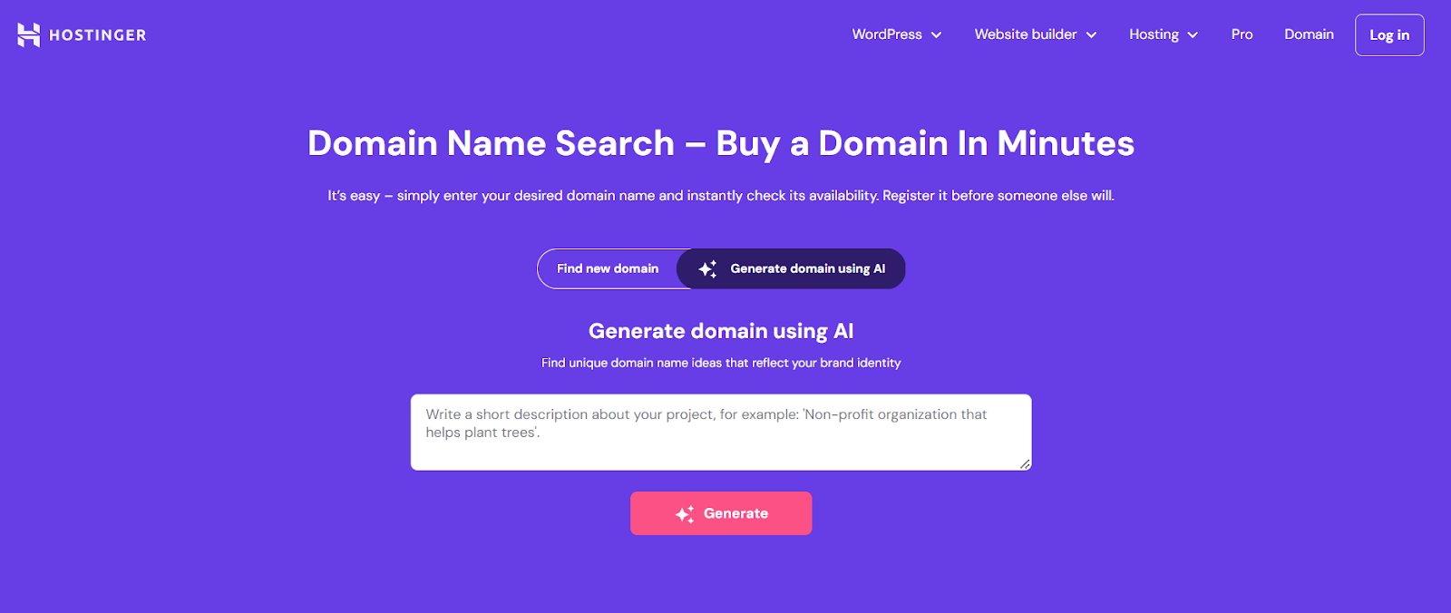 Hostinger: AI Domain Name Generator 