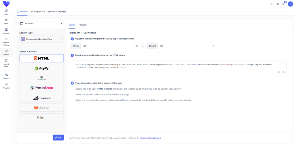 embed youtube feed on website