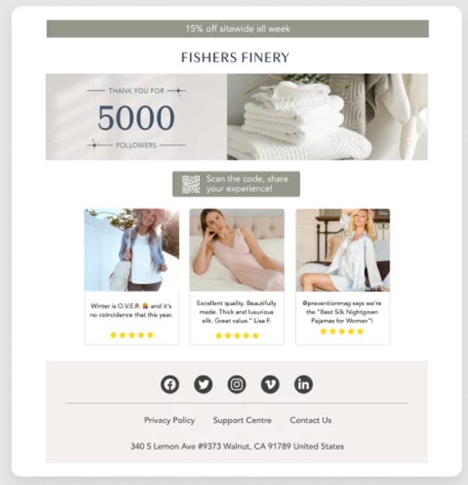 add customer reviews in emails