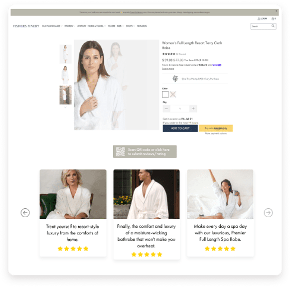 reviews on product pages