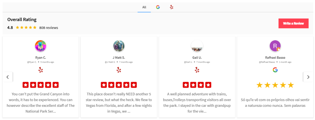 reviews on website footer