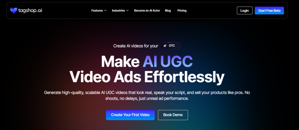 tagshop is an ai ugc platform to create ai ugc videos