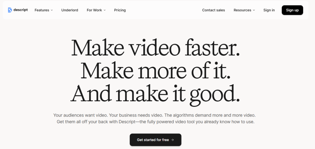 descript is best ai video tool