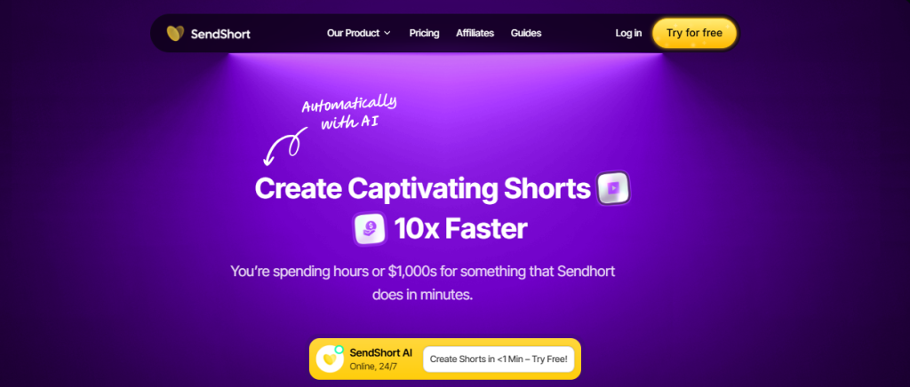 sendshort as AI video generator