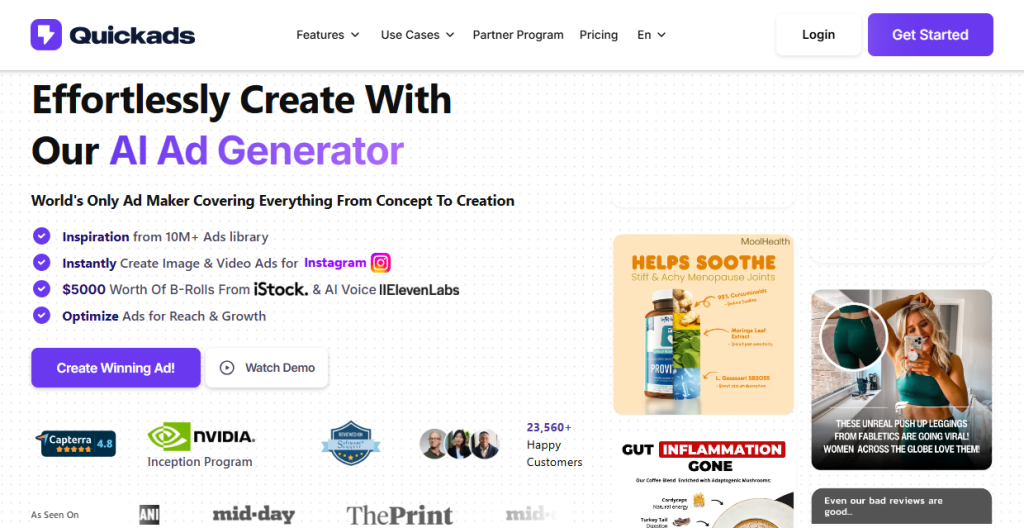 Quickads as best AI ad generator