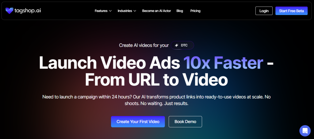 Tagshop as an shopify product URL to video generator