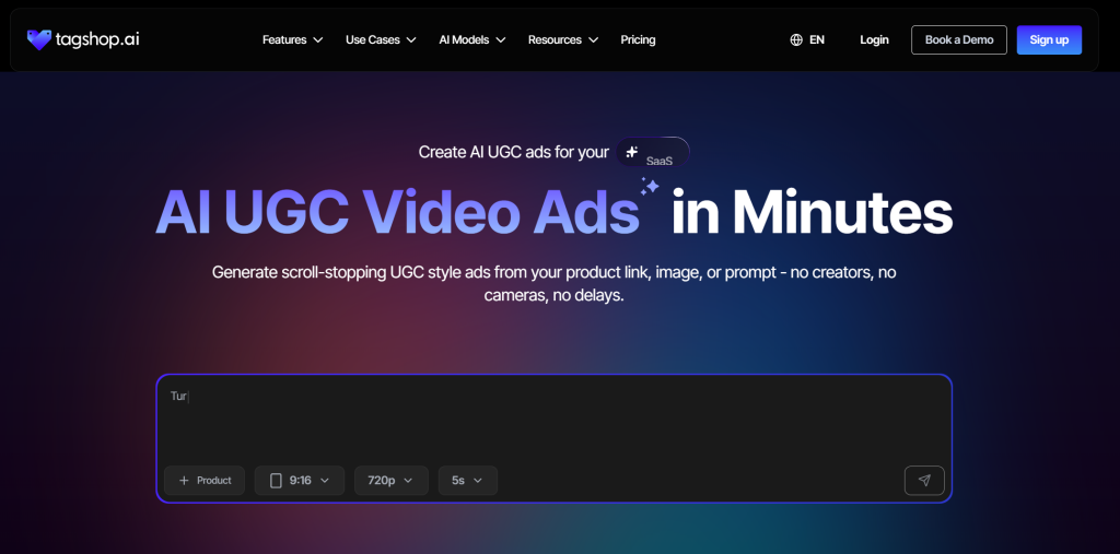 Ferramenta de IA para gerador de vídeos UGC