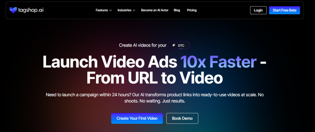 tagshop allows users to generate videos from product url