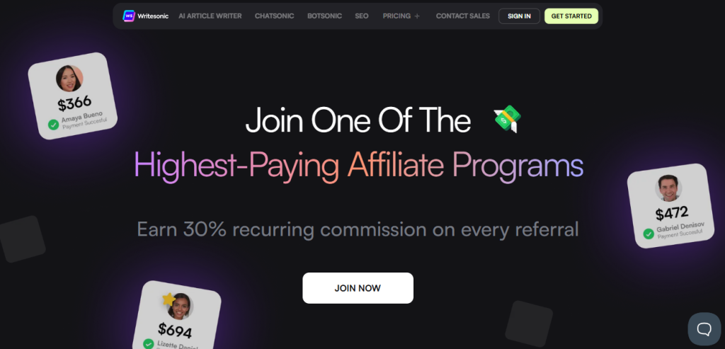 Writesonic Affiliate program