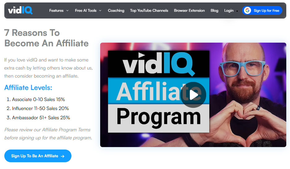 VidIQ AI affiliate program