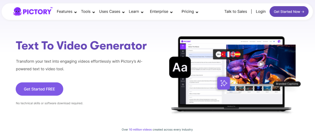 Pictory AI as text to video tool