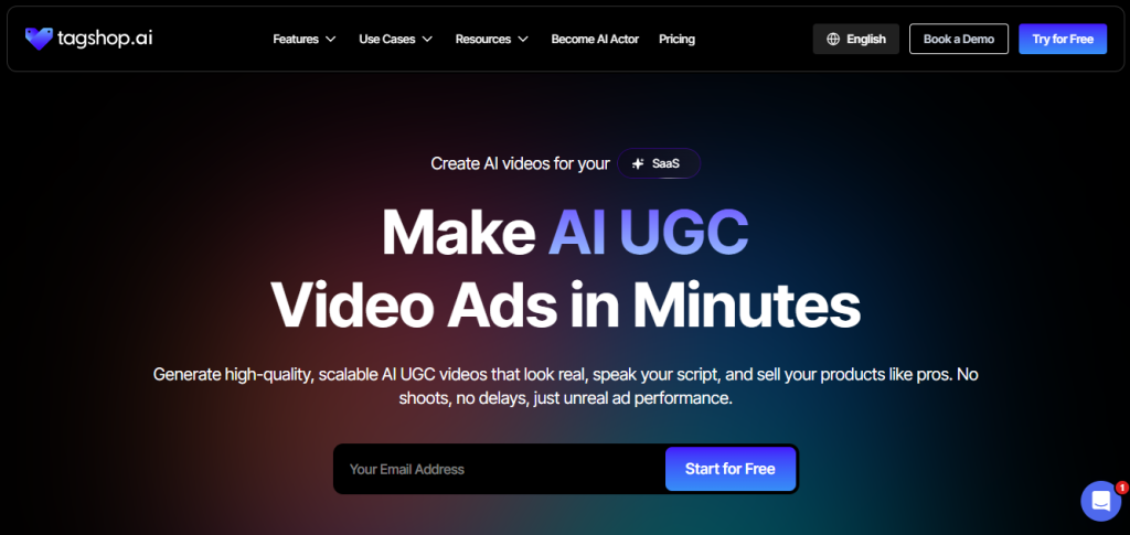 Tagshop.ai as AI UGC video generator