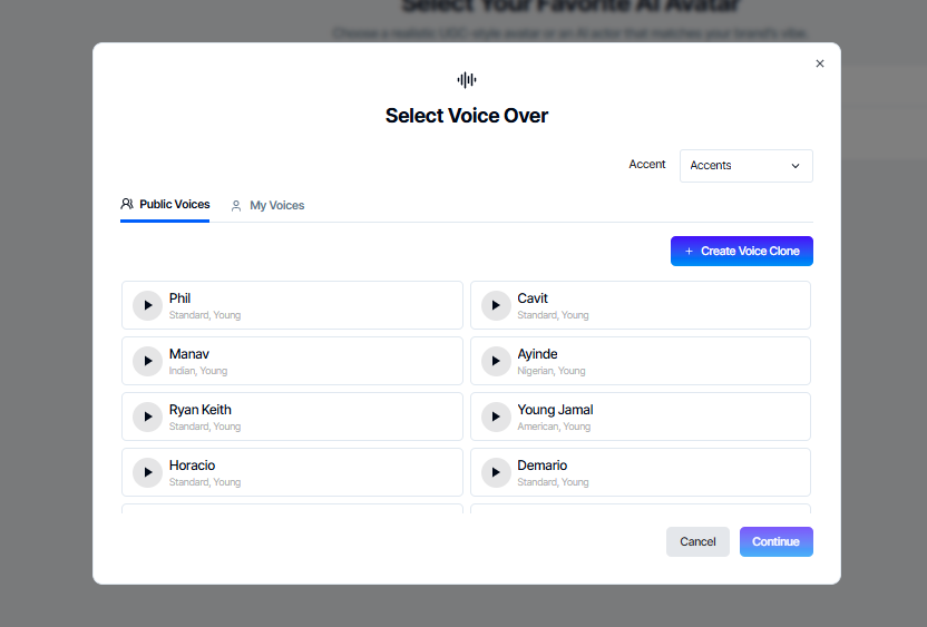 select voice