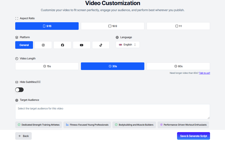 Video customization for URl to video