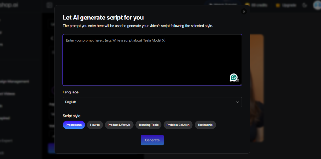 generate a script with AI