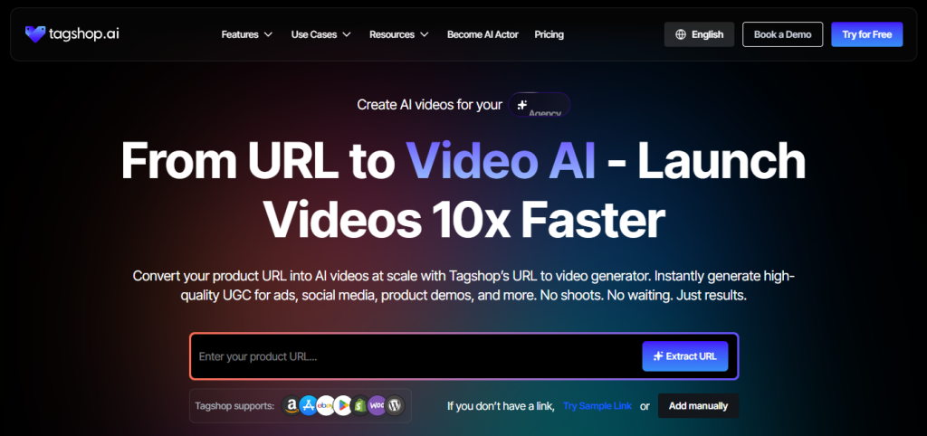 URL to video generator for Dropshipping ugc ads 