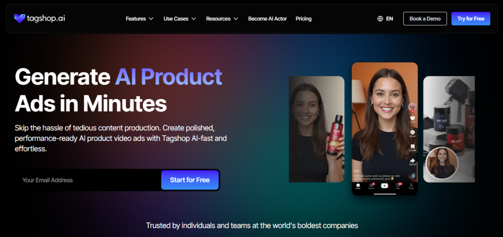 Tagshop AI as a Ai video tool for product ads