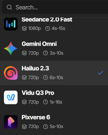 Hailuo 2.3  for ai video creation 